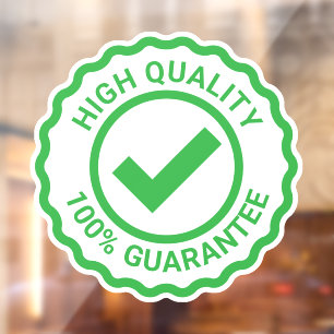 Green guarantee security window cling sign