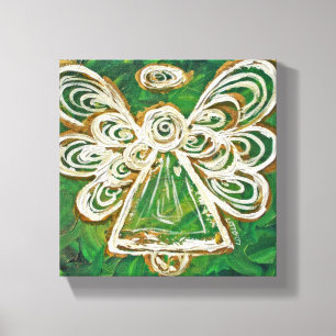 Green Guardian Angel Art Wrapped Canvas Painting
