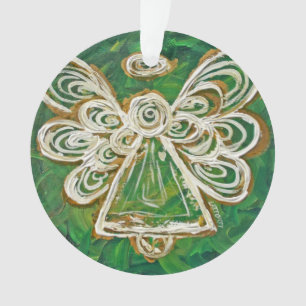 Green Guardian Angel Gift Holiday Ornament