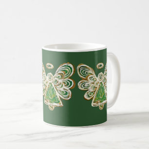 Green Guardian Angel Holiday Art Café Mug Cup