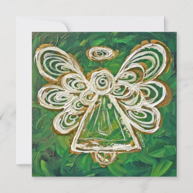 Green Guardian Angel Invitation personnalisé ou in (Devant)