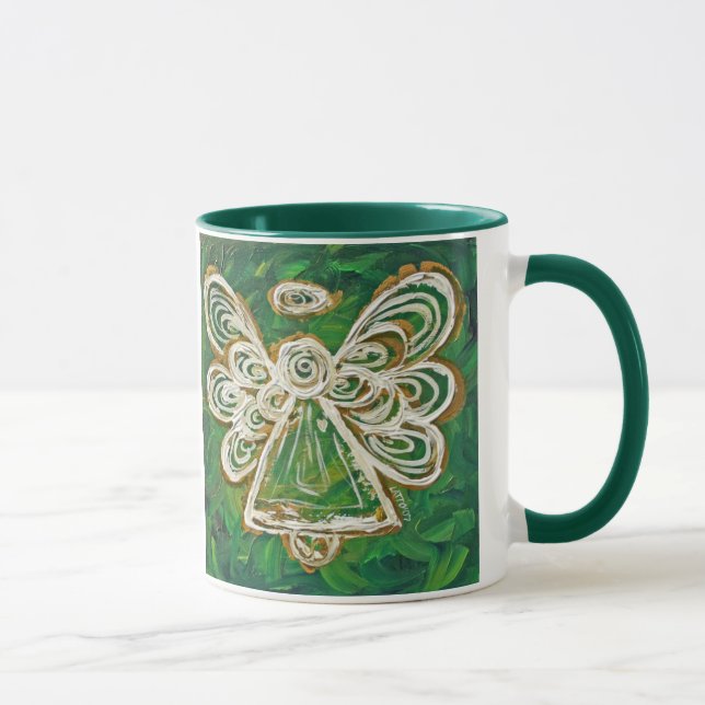 Green Guardian Angel Mug or Cup (Right)