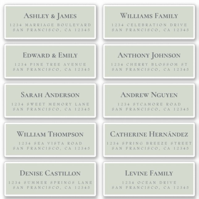 Green Guest Address Labels ORDER 6" or 8"! (Front)