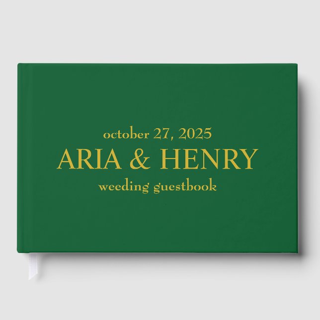 Green Guestbook • Modern Wedding Guest Book • Trad (Front)