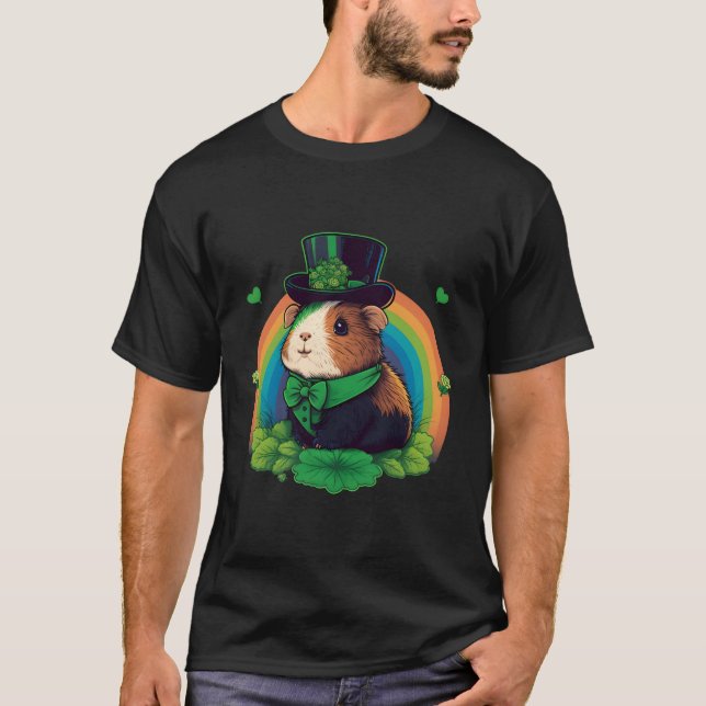 Green Guinea Pig Shamrock On St Patricks Day Guine T-Shirt (Front)