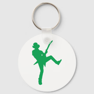 Green Guitar Player Silhouette Keychain
