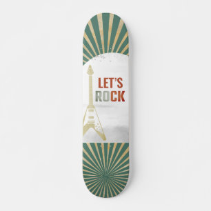Green Guitar Rock and Roll Rockstar Skateboard