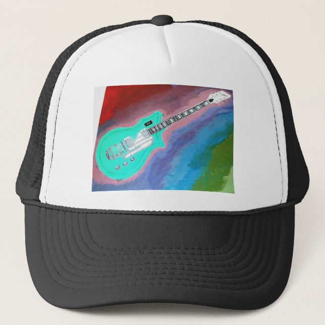 Green Guitar Trucker Hat (Front)
