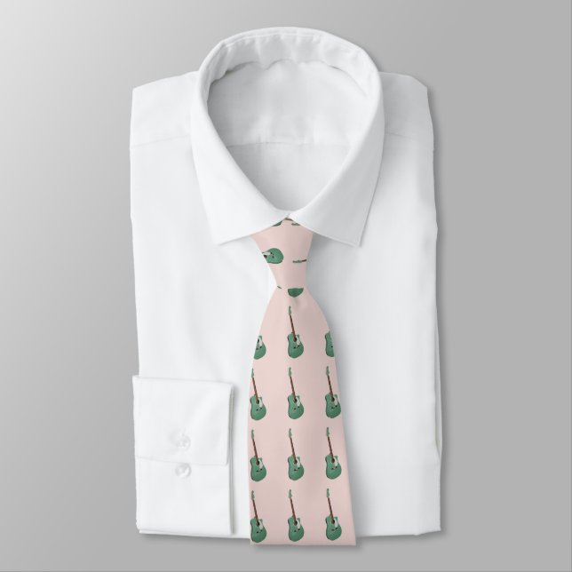 Green guitars on pink tie (Tied)