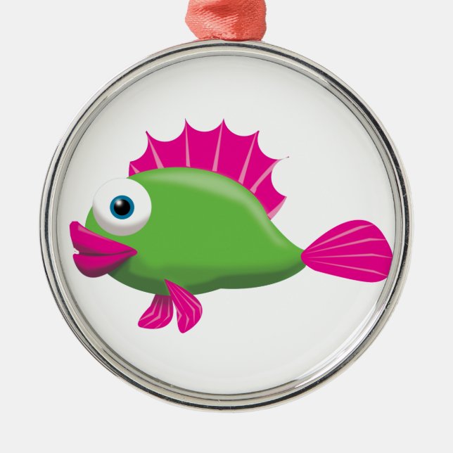 GREEN GUPPY METAL ORNAMENT (Front)