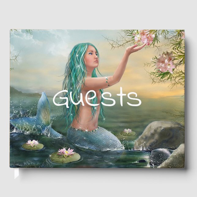 green haired mermaid guest book (Front)