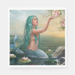 green haired mermaid napkin