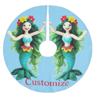 Green-haired Mermaid Thunder_Cove Brushed Polyester Tree Skirt