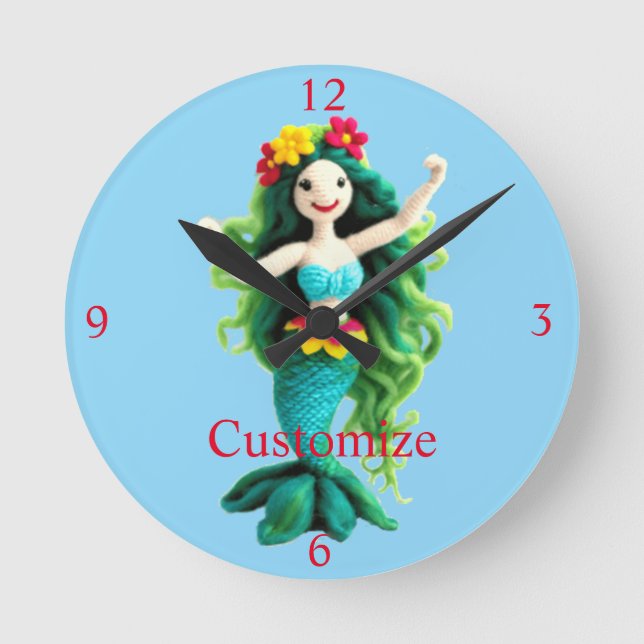 Green-haired Mermaid Thunder_Cove Round Clock (Front)