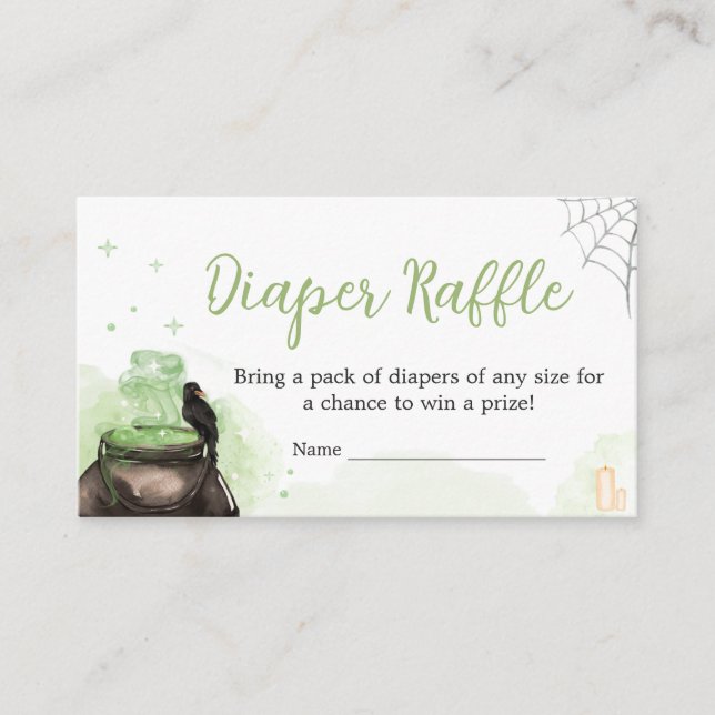 Green Halloween A Baby is Brewing Diaper Raffle Enclosure Card (Front)