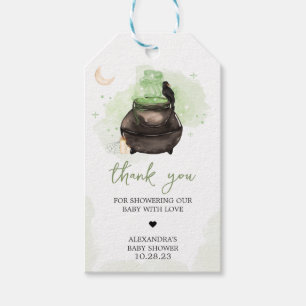 Green Halloween A Baby is Brewing Favour Tags