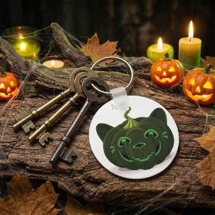 Green Halloween Pumpkin Keychain