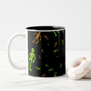 Green Halloween Skeletons Two-Tone Coffee Mug