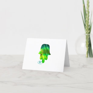 Green Hamsa Art Card
