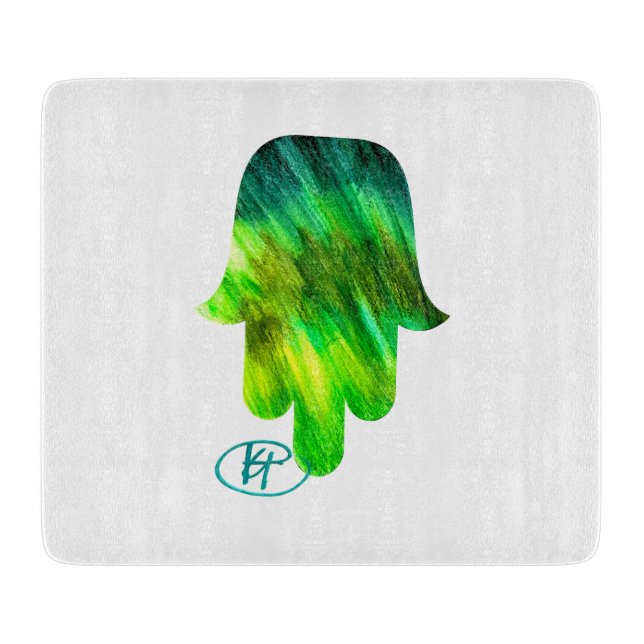 Green Hamsa Art Cutting Board (Front)