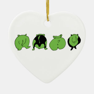 Green Hamster Butts Ceramic Ornament