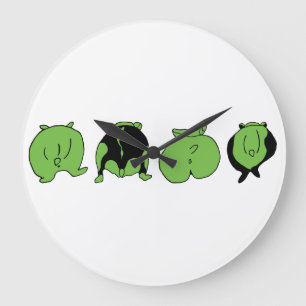 Green Hamster Butts Large Clock