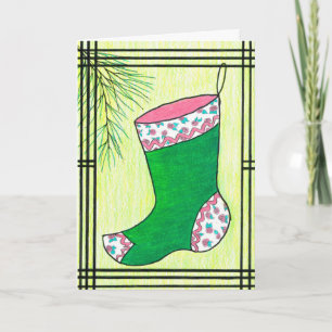 Green Hanbok Christmas Stocking Holiday Card