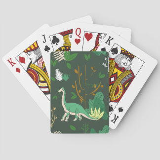 Green Hand drawn Dinosaur Playing Cards