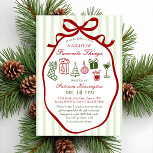 Green Hand Drawn Favourite Things Christmas Party Invitation