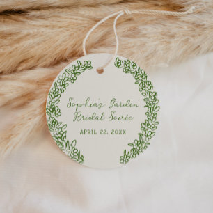 Green Hand Drawn Floral Border Favour Tags