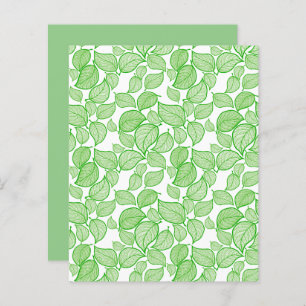Green Hand-Drawn Leaves on White Scrapbook Paper