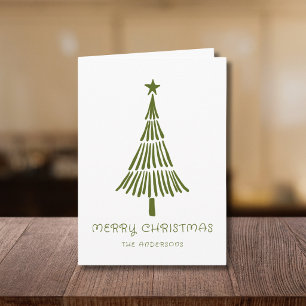 Green Hand Drawn Scribble Christmas Tree Holiday Card