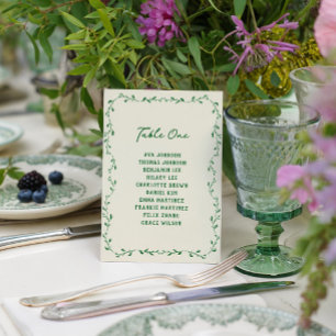 Green Hand Drawn Wedding Seating Chart Card