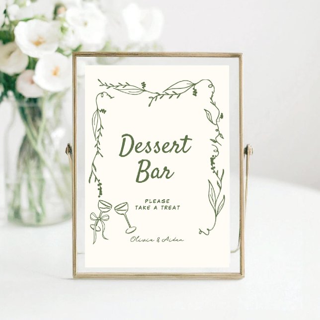 Green Hand Drawn whimsical Dessert Bar Poster (Creator Uploaded)