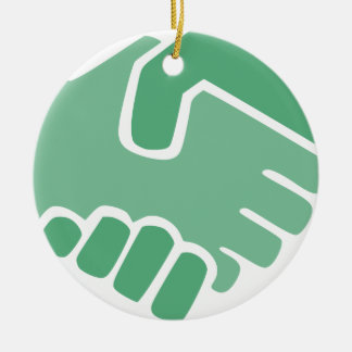 Green Handshake Ceramic Ornament