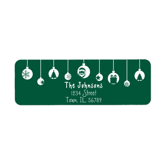 Green Hanging Ornament Return Address Label (Front)