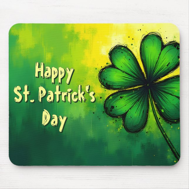 Green, Happiness & Joy - Happy St. Patrick's Day! Mouse Pad (Front)