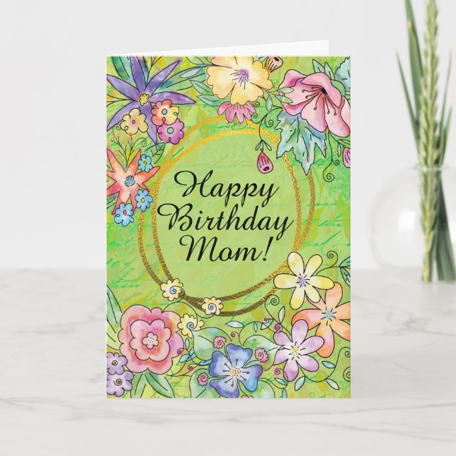 Green Happy Birthday Maman ! Carte de vœux! Carte (Devant)
