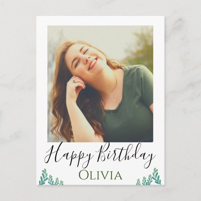 Green Happy Birthday  Postcard (Front)