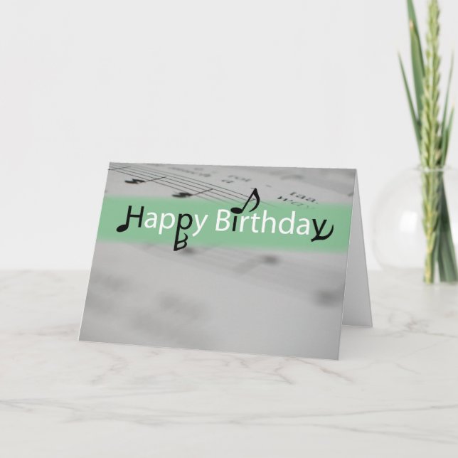 Green Happy Birthday with Misic Notes (Front)