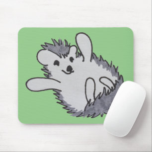 Green Happy Cute Hedgehog Mousepad