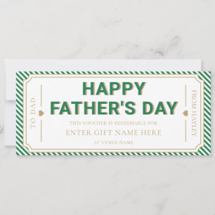 Green Happy Father's Day Gift Voucher Card