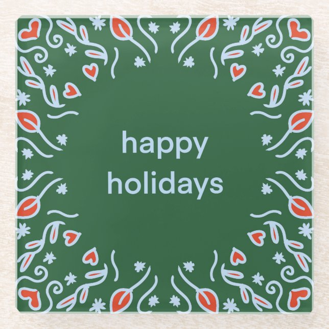 Green Happy Holidays Coaster (Front)