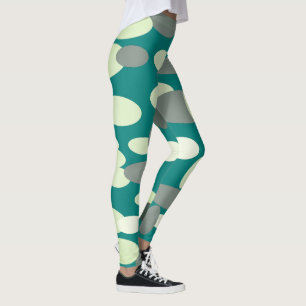 Green Happy Oval Spots Pattern Leggings