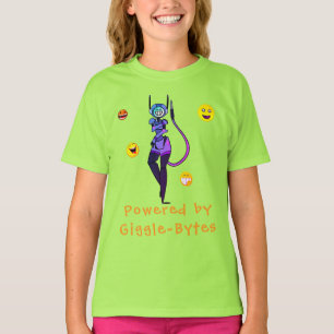 Green Happy Robot Giggle T-Shirt amusant