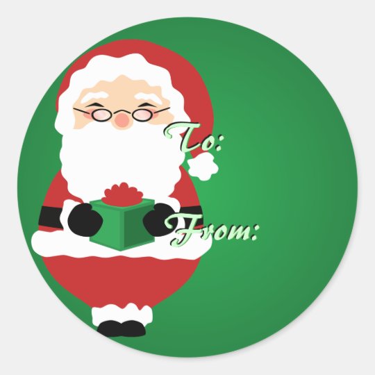 Green Happy Santa Christmas Tags