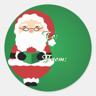Green Happy Santa Christmas Tags
