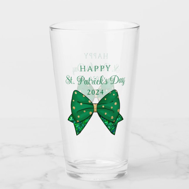 Green Happy St. Patrick's Day 2024 Glass (Front)