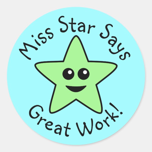 Green Happy Star Great Work Stickers (Devant)