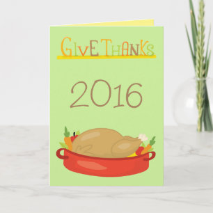 Green Happy Thanksgiving Give Thanks Holiday Card
